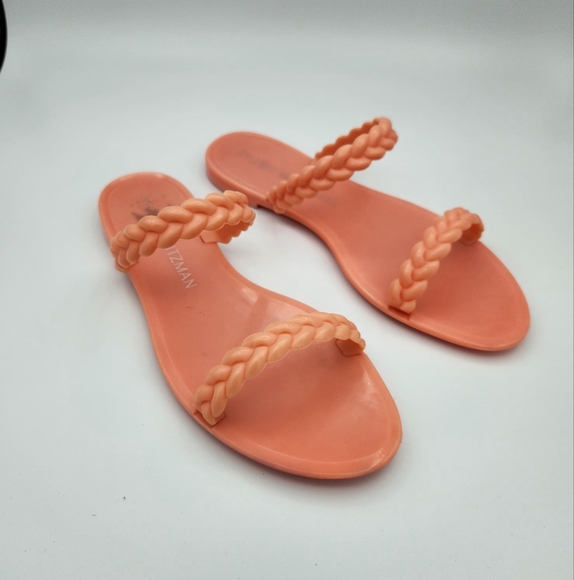 Stuart Weitzman Peach Pink Braided Sawyer Jelly Sandal Size 8 - Picture 1 of 5